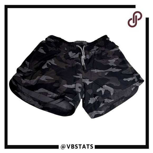 Athleta Girls Play More 3" Camo Drawstring Athletic Shorts Black Size Large - Picture 1 of 9